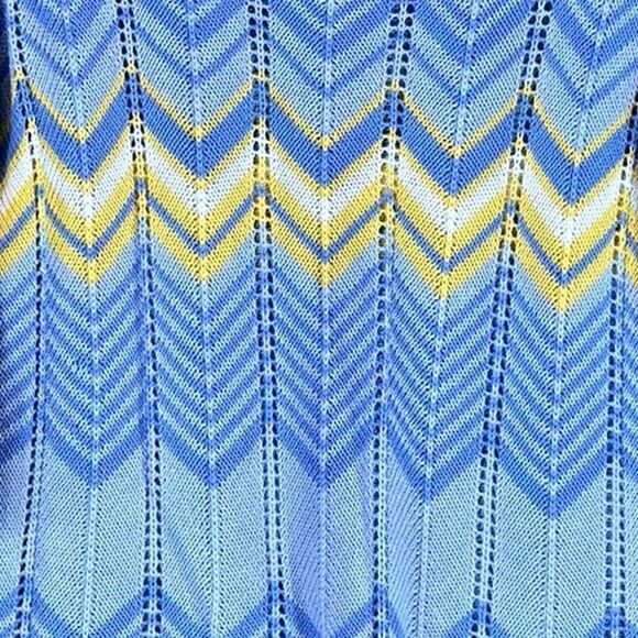 Burgess Blue and Yellow Silk Blend Sweater Size Medium - Picture 6 of 8